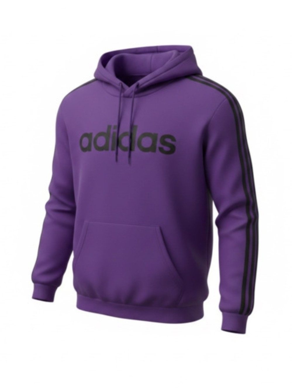adidas Purple Hoodie with Black Logo & Stripes
